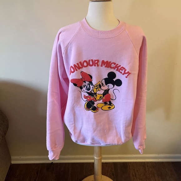 Fruit of the Loom Tops - Vintage Bonjour Minnie & Mickey Sweatshirt